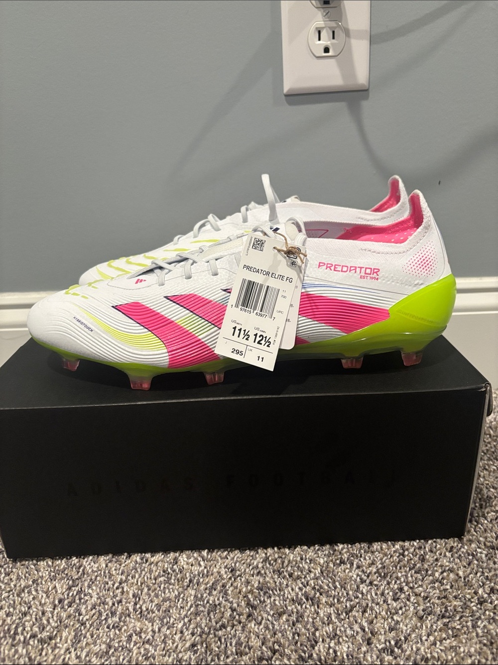 adidas Predator Elite FG Soccer Cleats - White, Pink & Neon Green